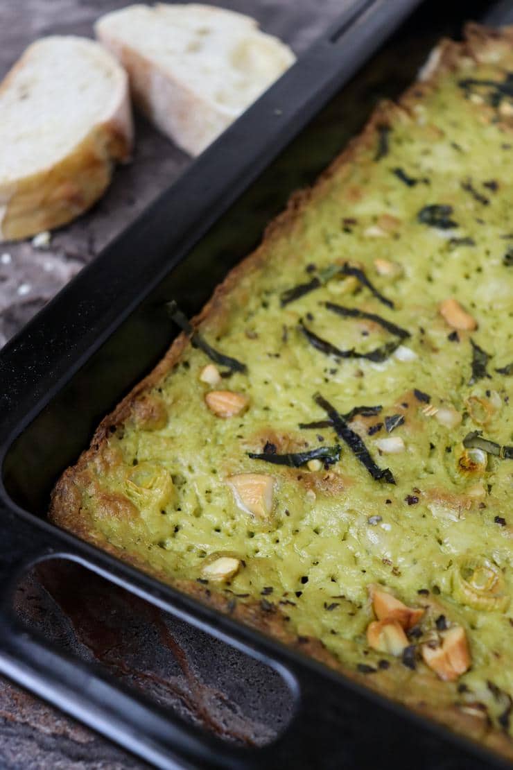 Spinach artichoke dip baked in pan