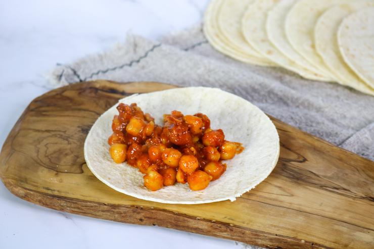 Vegan buffalo chickpea taquitos filled