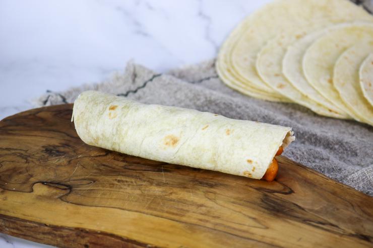 Vegan buffalo chickpea taquitos rolled