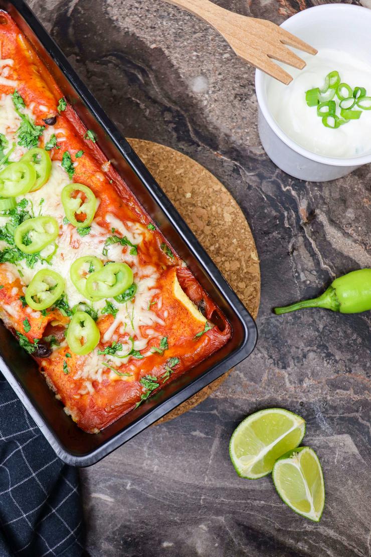 Vegetarian enchilada with spinach