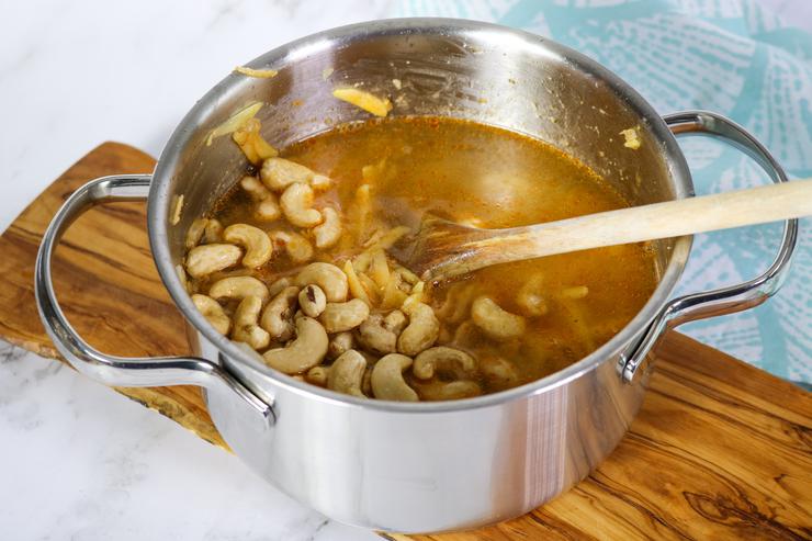 Vegan queso cashews in pan