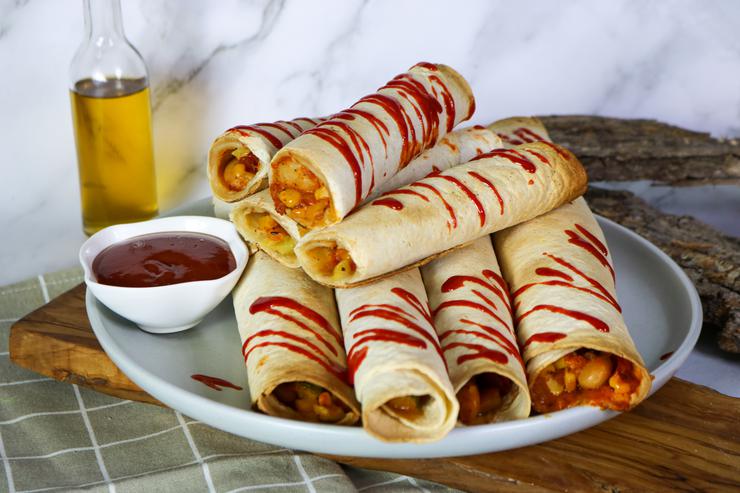 Vegan taquitos on plate